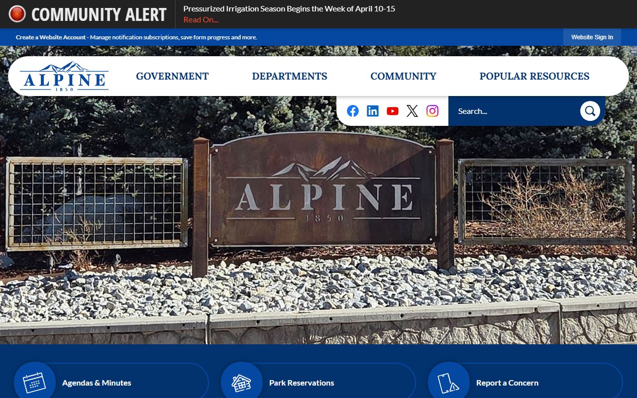 Alpine Phone Directory city homepage screenshot