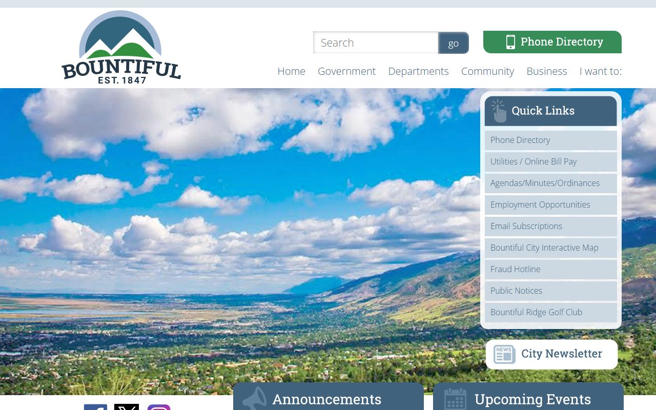 Bountiful Phone Directory screenshot for Bountiful, Utah
