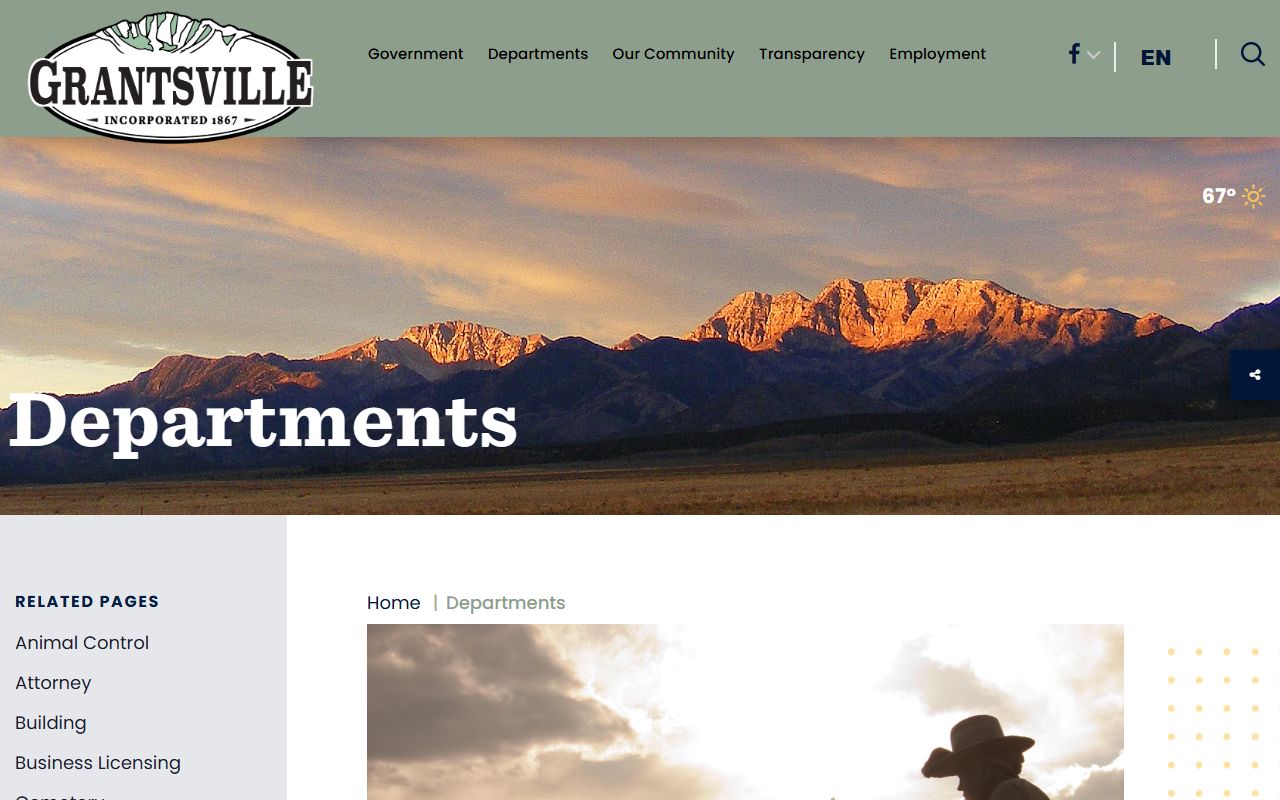 Grantsville Phone Directory departments page screenshot