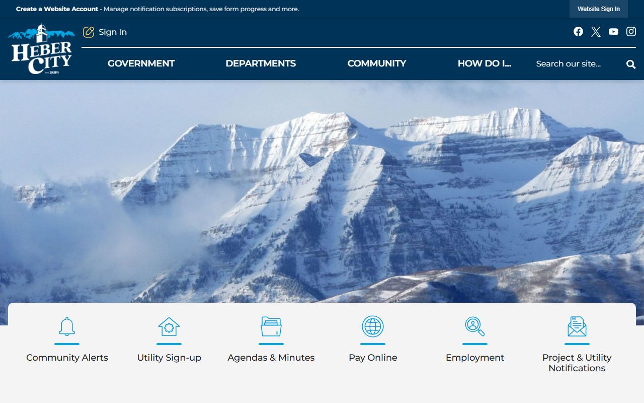 Heber City Phone Directory screenshot of the city homepage