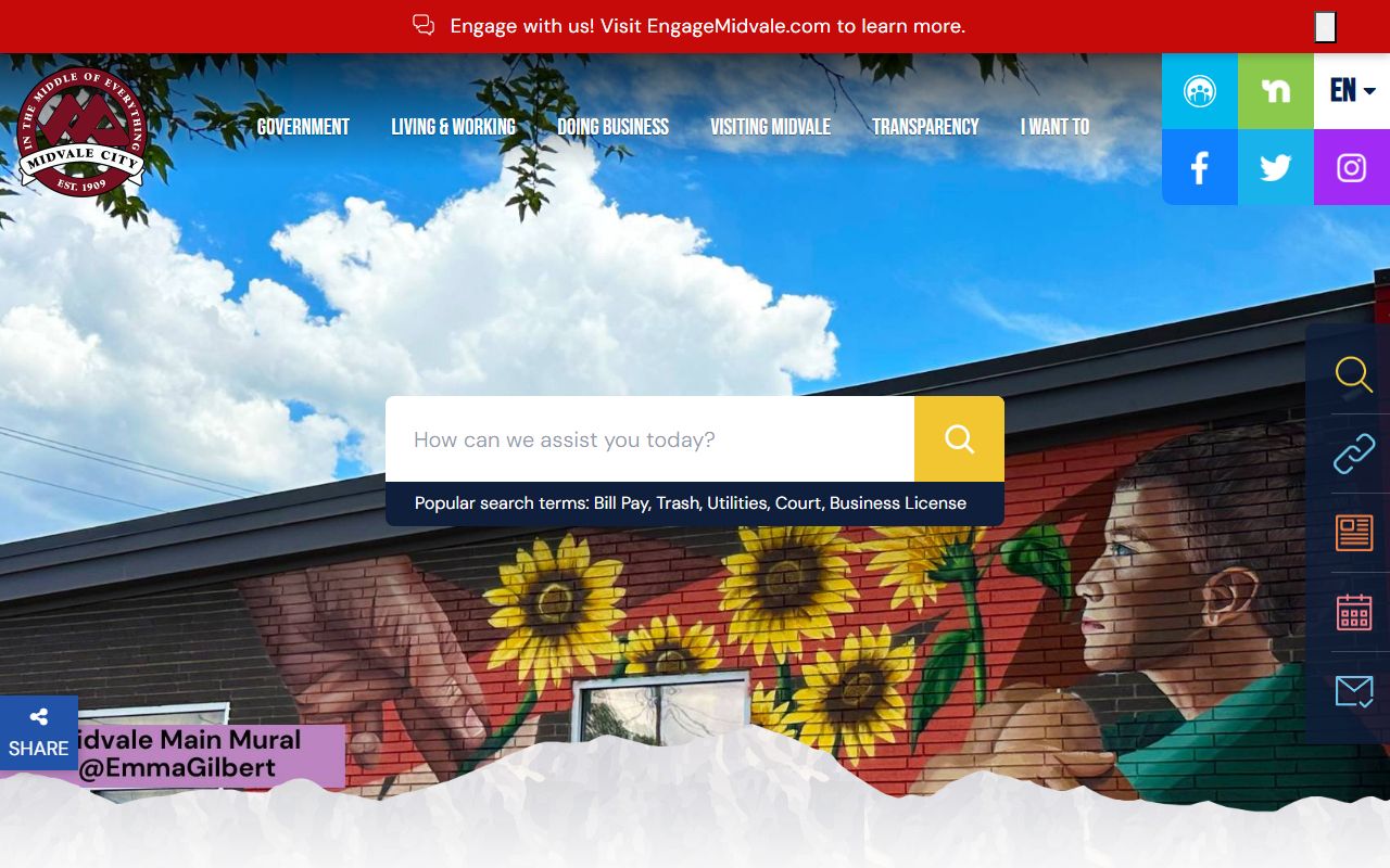 Midvale Phone Directory official city website screenshot