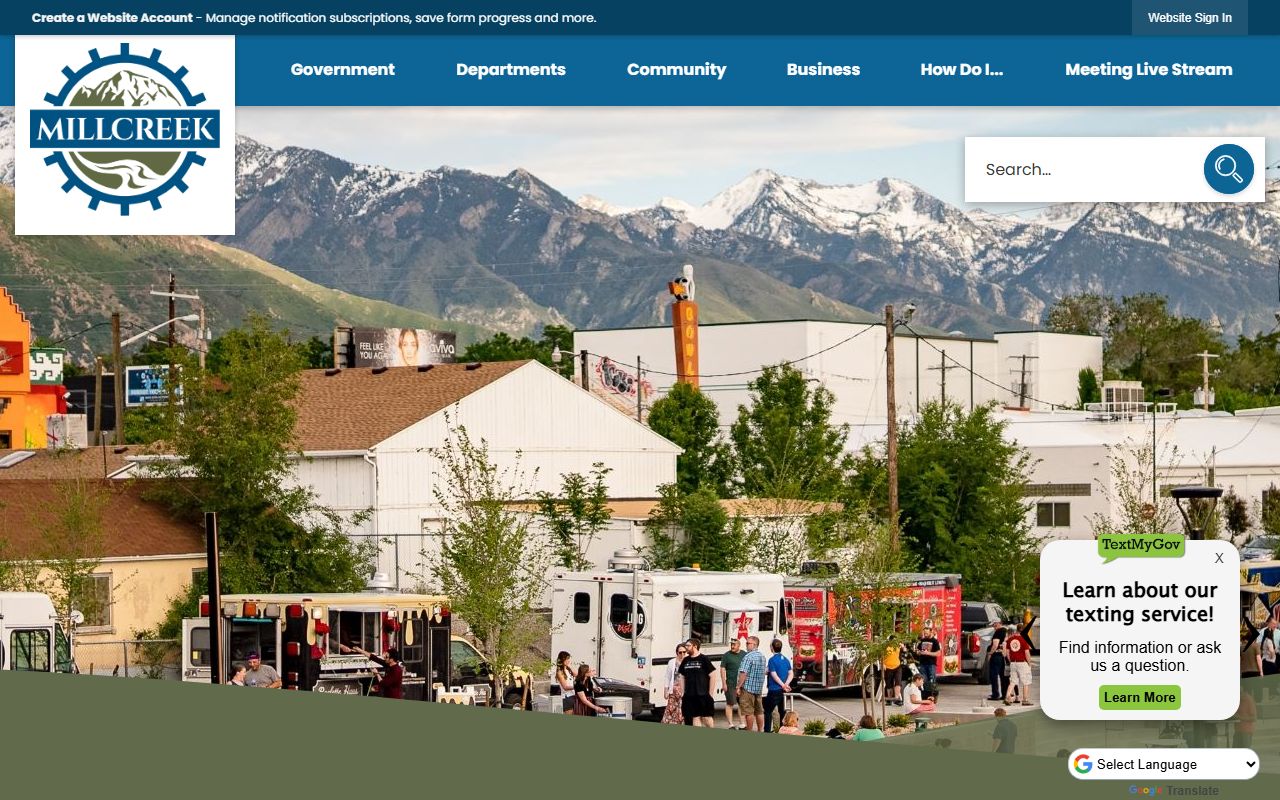 Millcreek Phone Directory official city home page screenshot