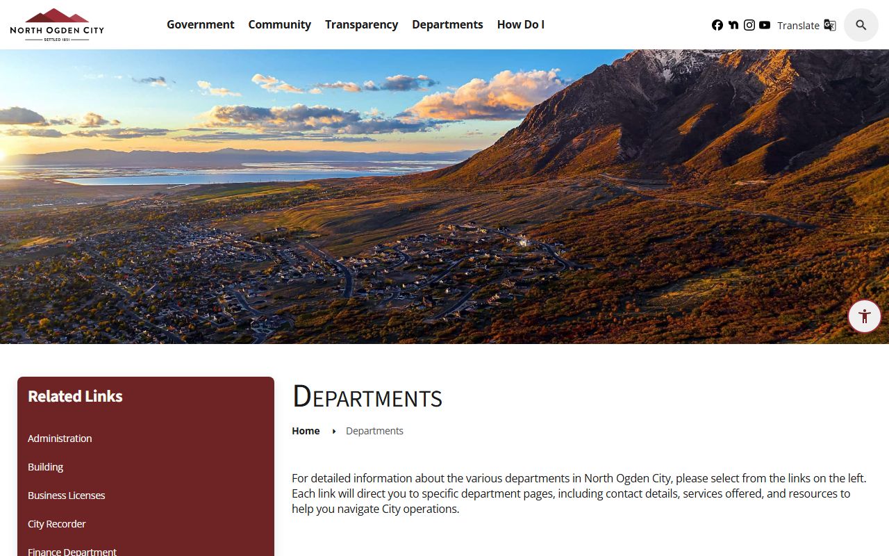 North Ogden Phone Directory departments screenshot