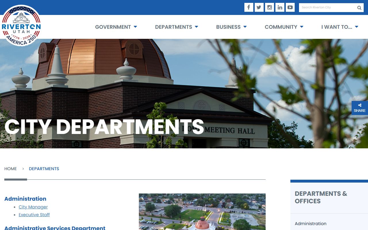Riverton Phone Directory departments page screenshot
