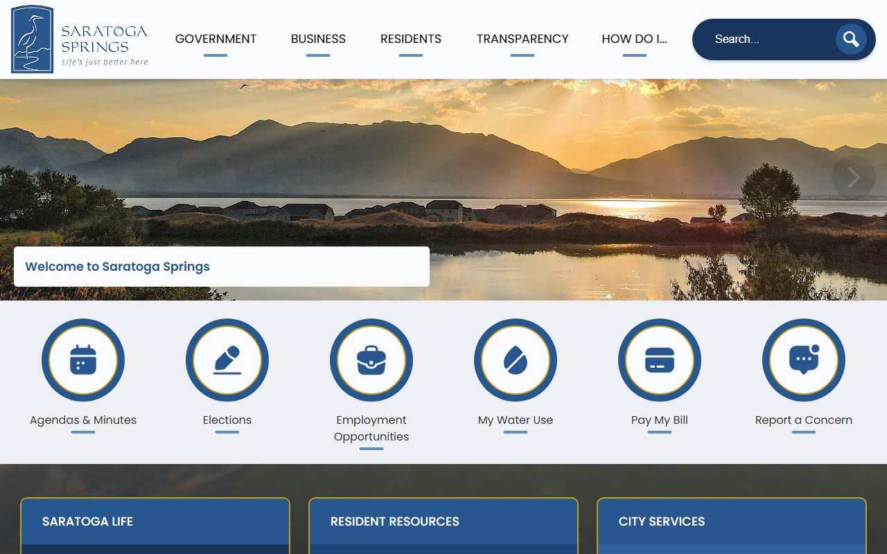Saratoga Springs Phone Directory city homepage screenshot