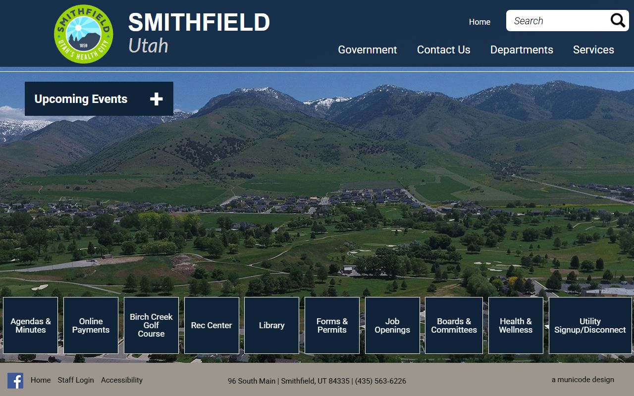 Smithfield Phone Directory screenshot of the city homepage