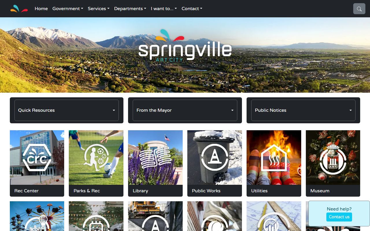 Springville Phone Directory official city website screenshot
