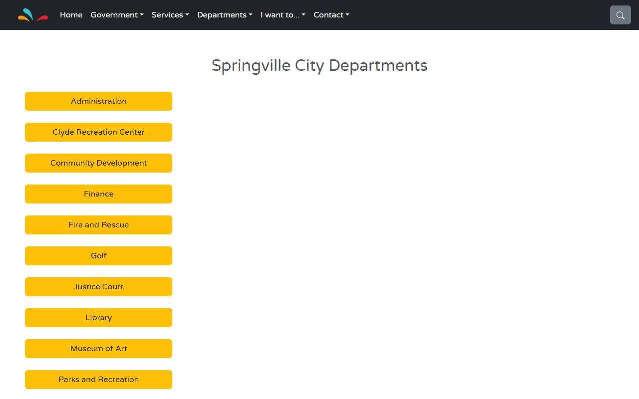 Springville Phone Directory official departments screenshot