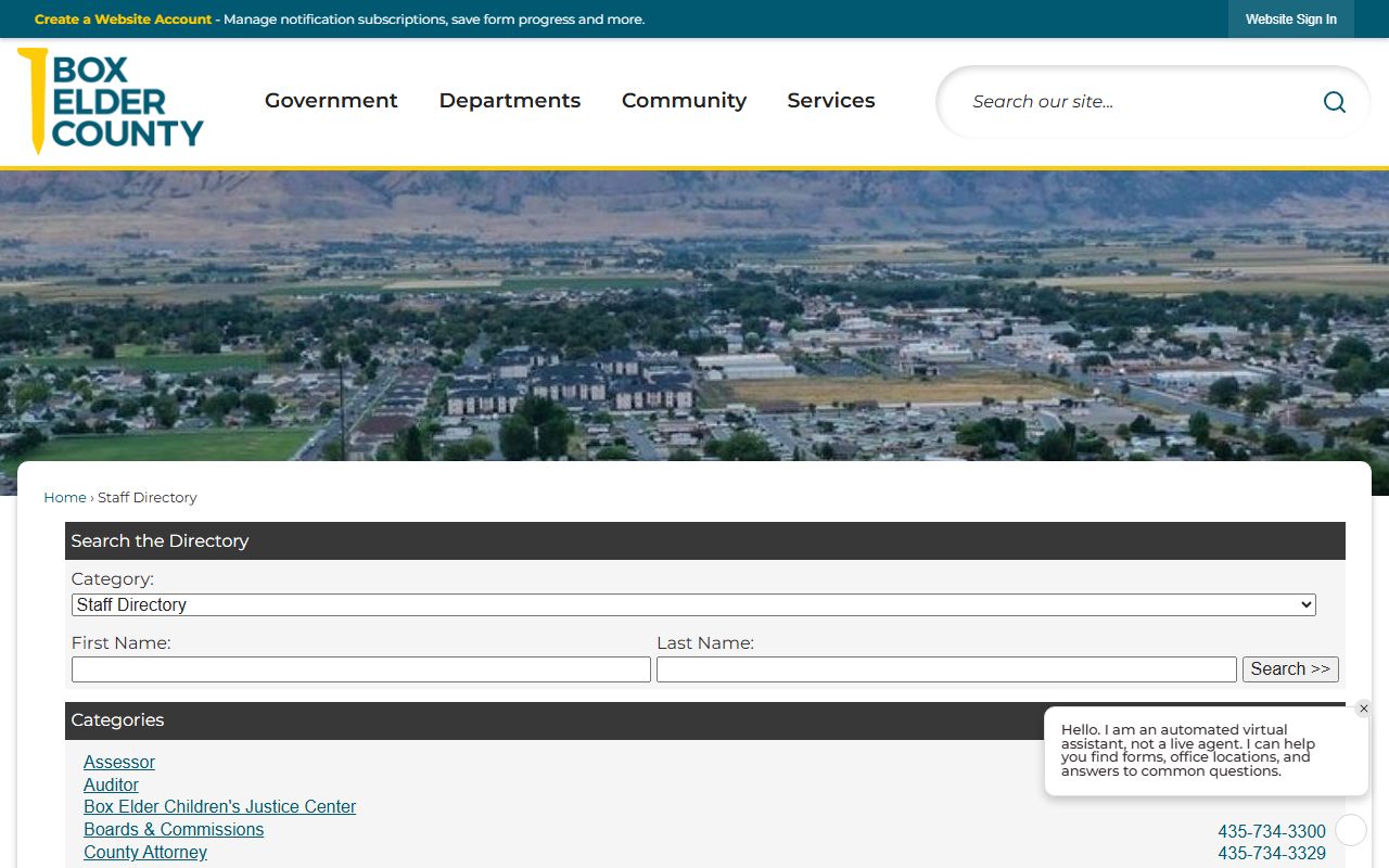 Box Elder County Phone Directory county government contacts