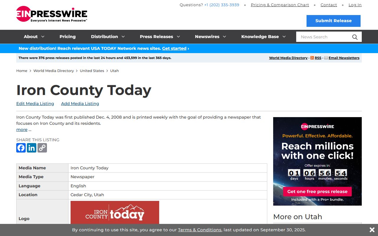 Iron County Phone Directory local reference screenshot