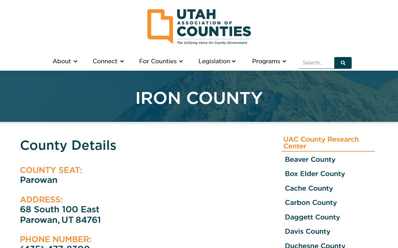 Iron County Phone Directory county association screenshot