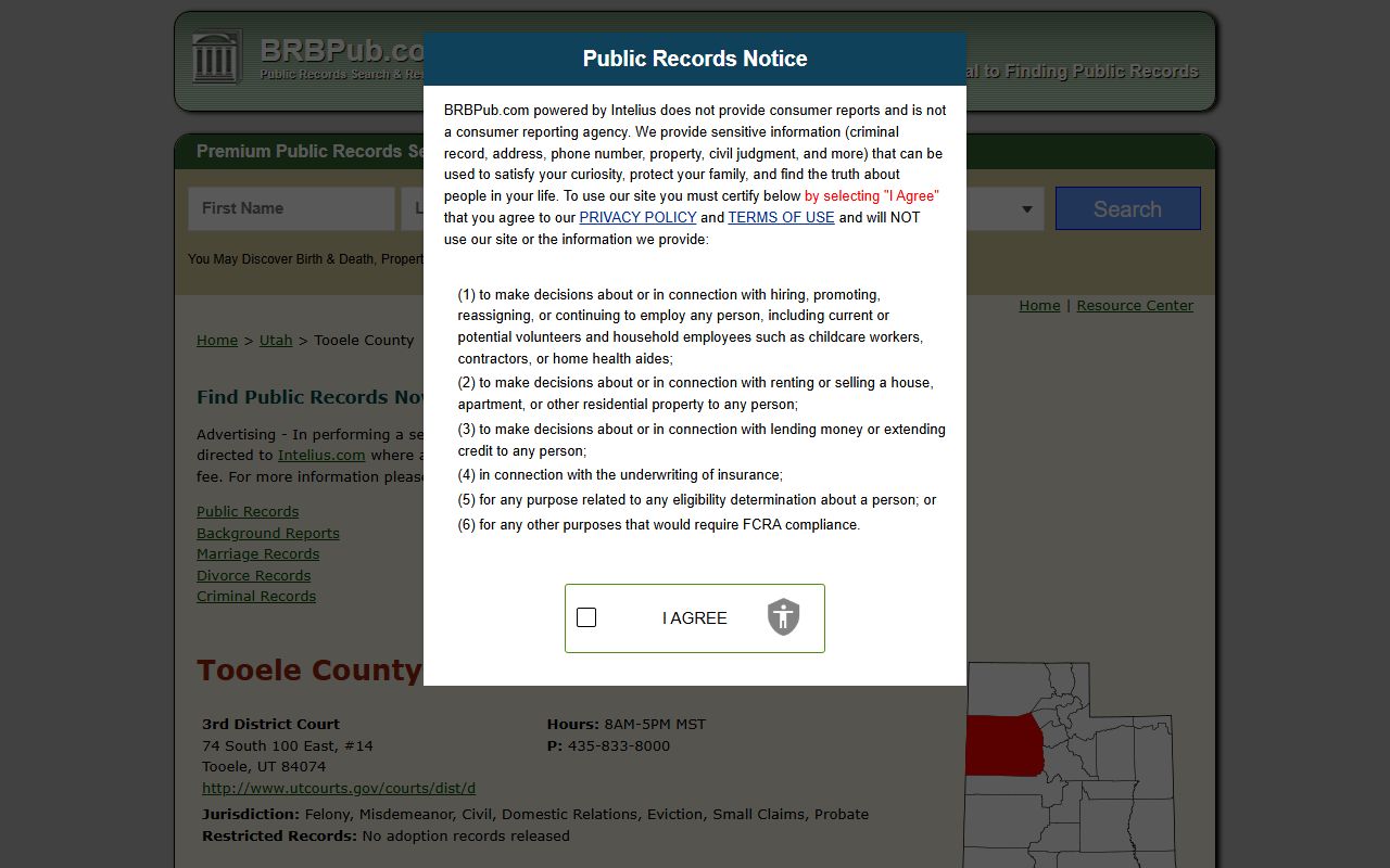 Tooele County Phone Directory courts screenshot