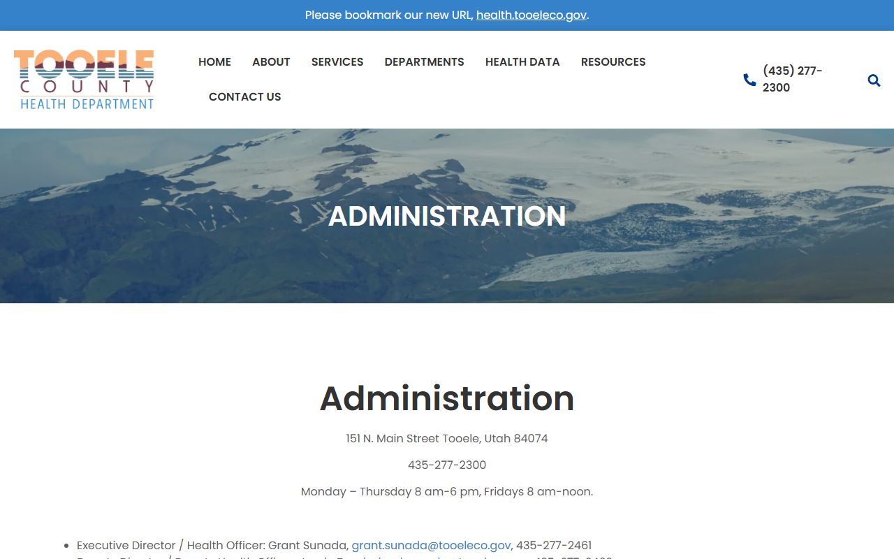 Tooele County Phone Directory health department screenshot