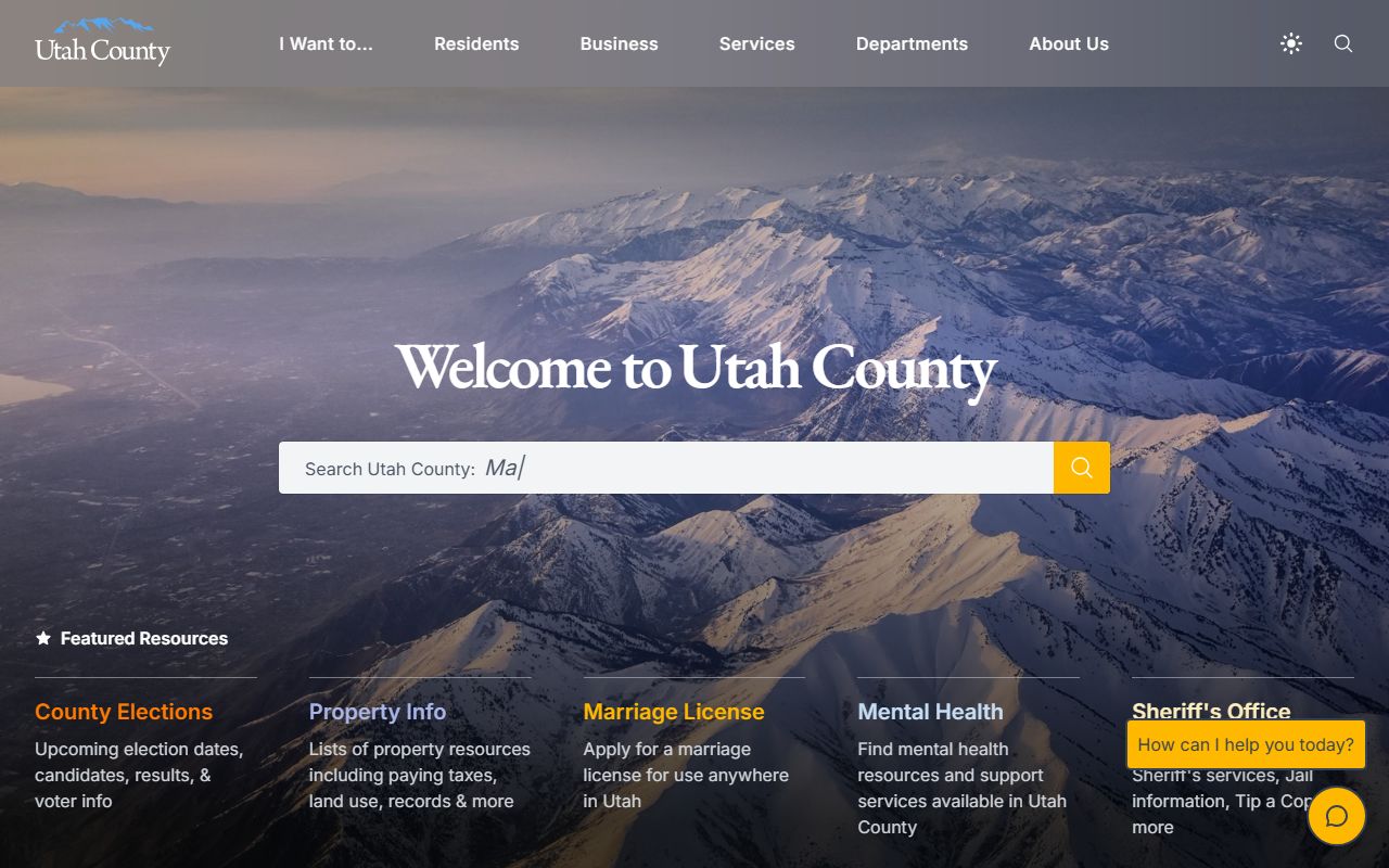 Utah County Phone Directory county government homepage screenshot used as a fallback for Payson