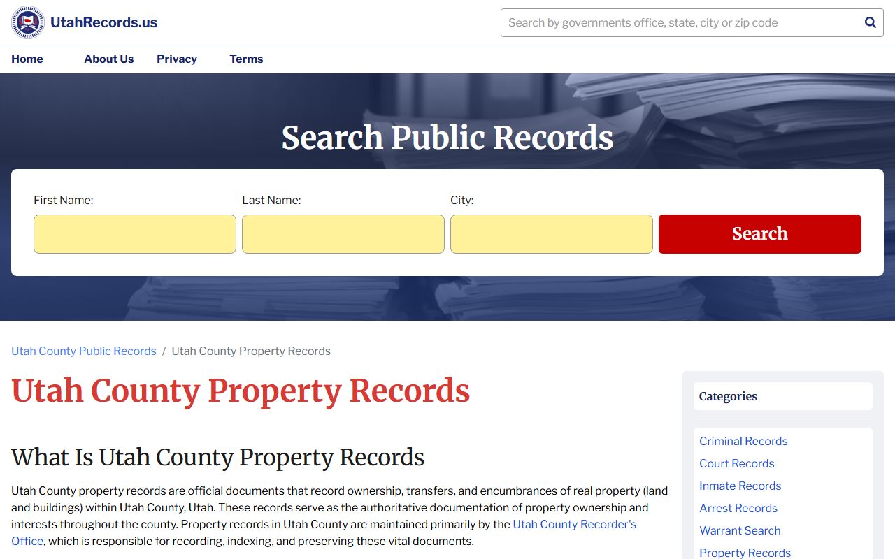 Utah County Phone Directory recorder land records portal