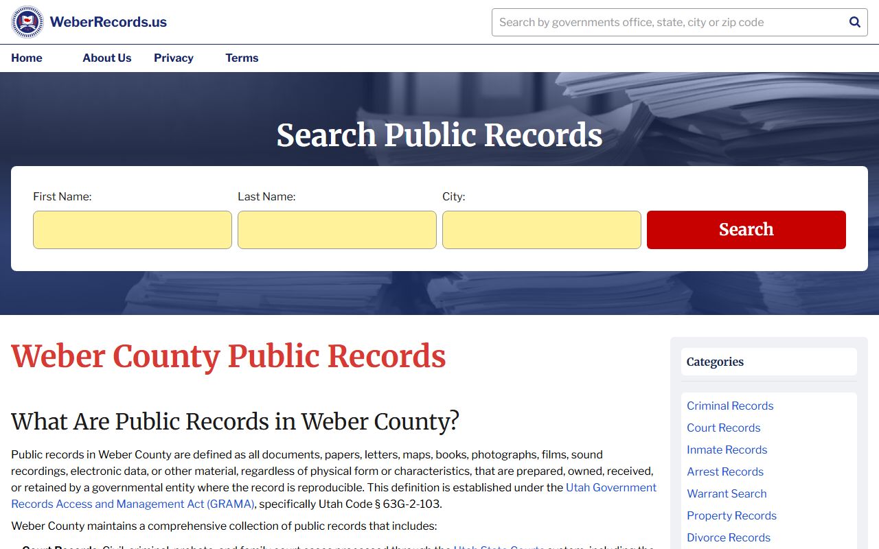 Weber County Phone Directory recorder surveyor records portal